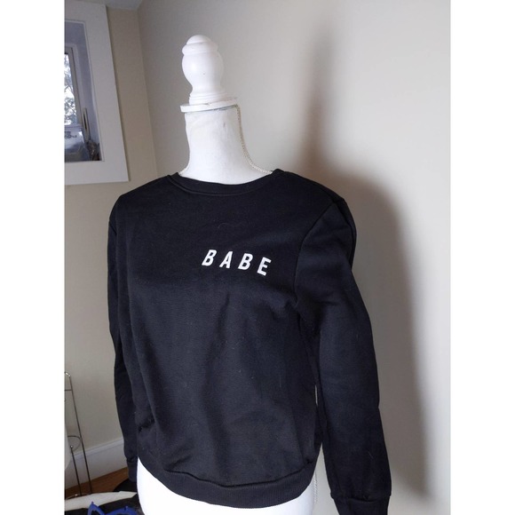 BABE black crew neck pullover Small Crewneck Sweatshirt - Picture 5 of 12